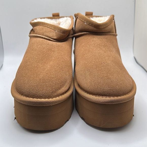 CUSHIONAIRE Women's Genuine Suede pull on platform boot +Memory Foam 9 CHESTNUT - Picture 2 of 7